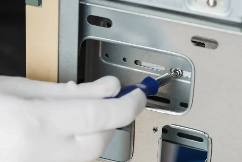 Inserting bank card into ATM slot