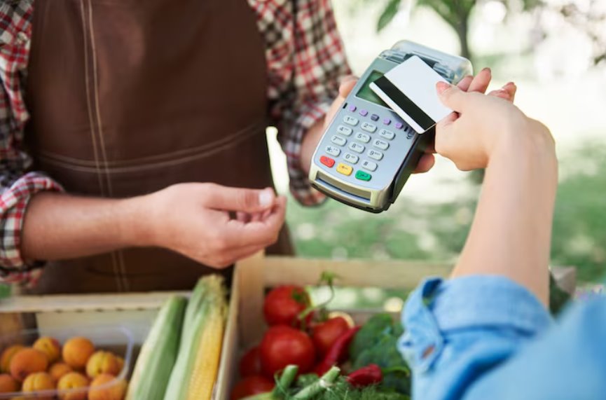 Retail POS system processing customer payments