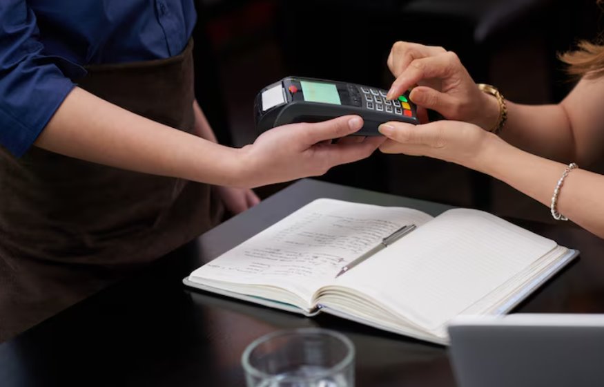 Credit card and debit machine processing payments